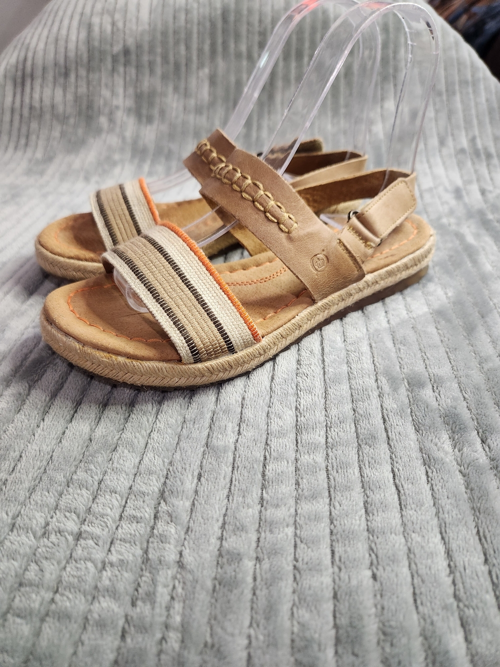 Born Women’s Tan Leather Sandals Size 6 36 Vigan Striped Orange Boho Comfort